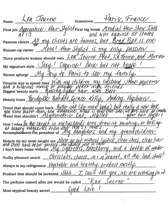 Hair Stylist Lea Journo, Question and Answer