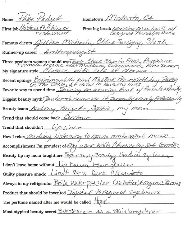 Makeup Artist - Paige Padgett, Question and Answer